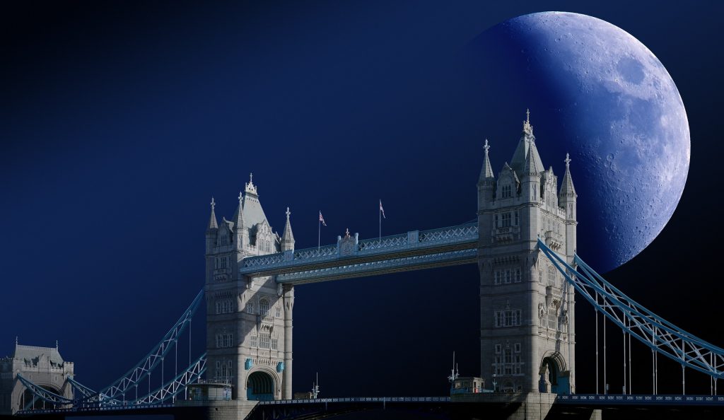 tower bridge moon london