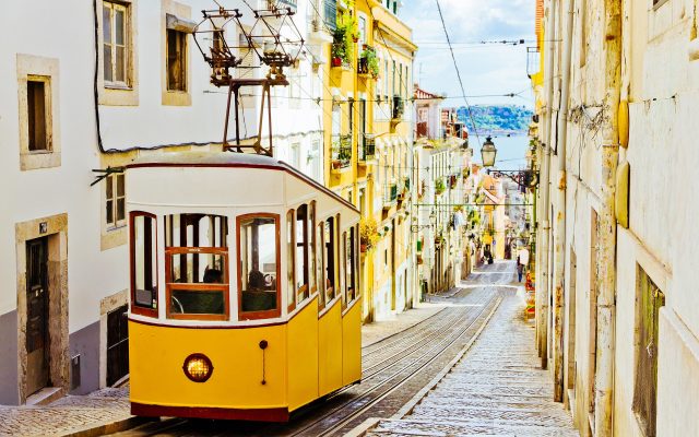 Lisbon yellow tram