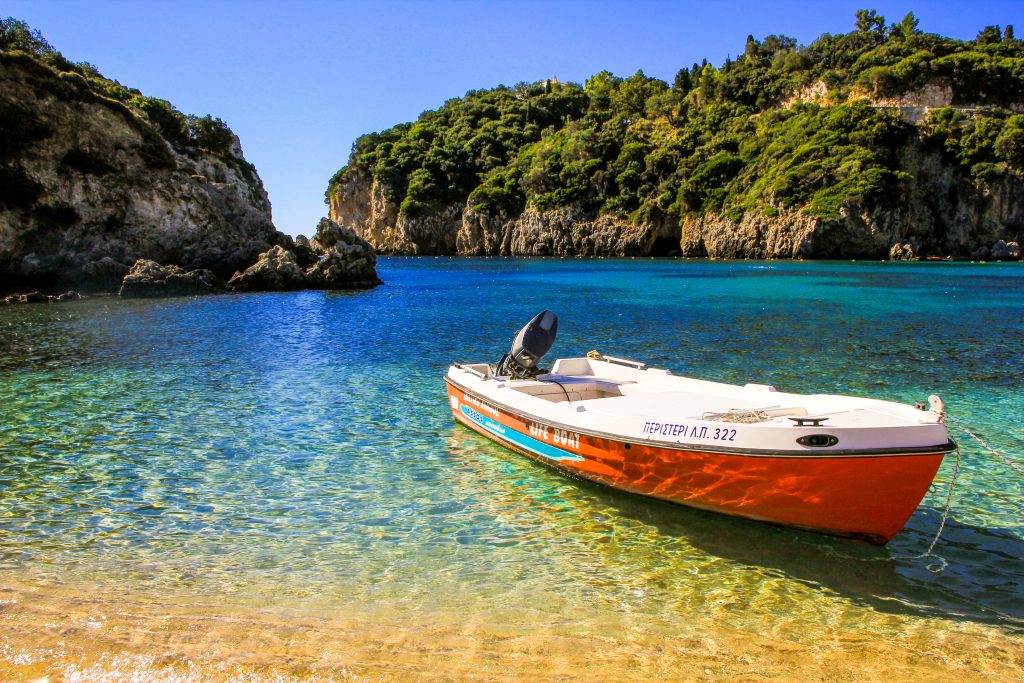 Corfu boat beach