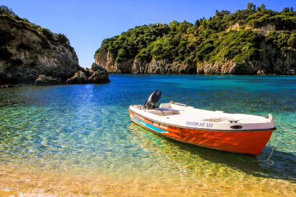 Corfu boat beach