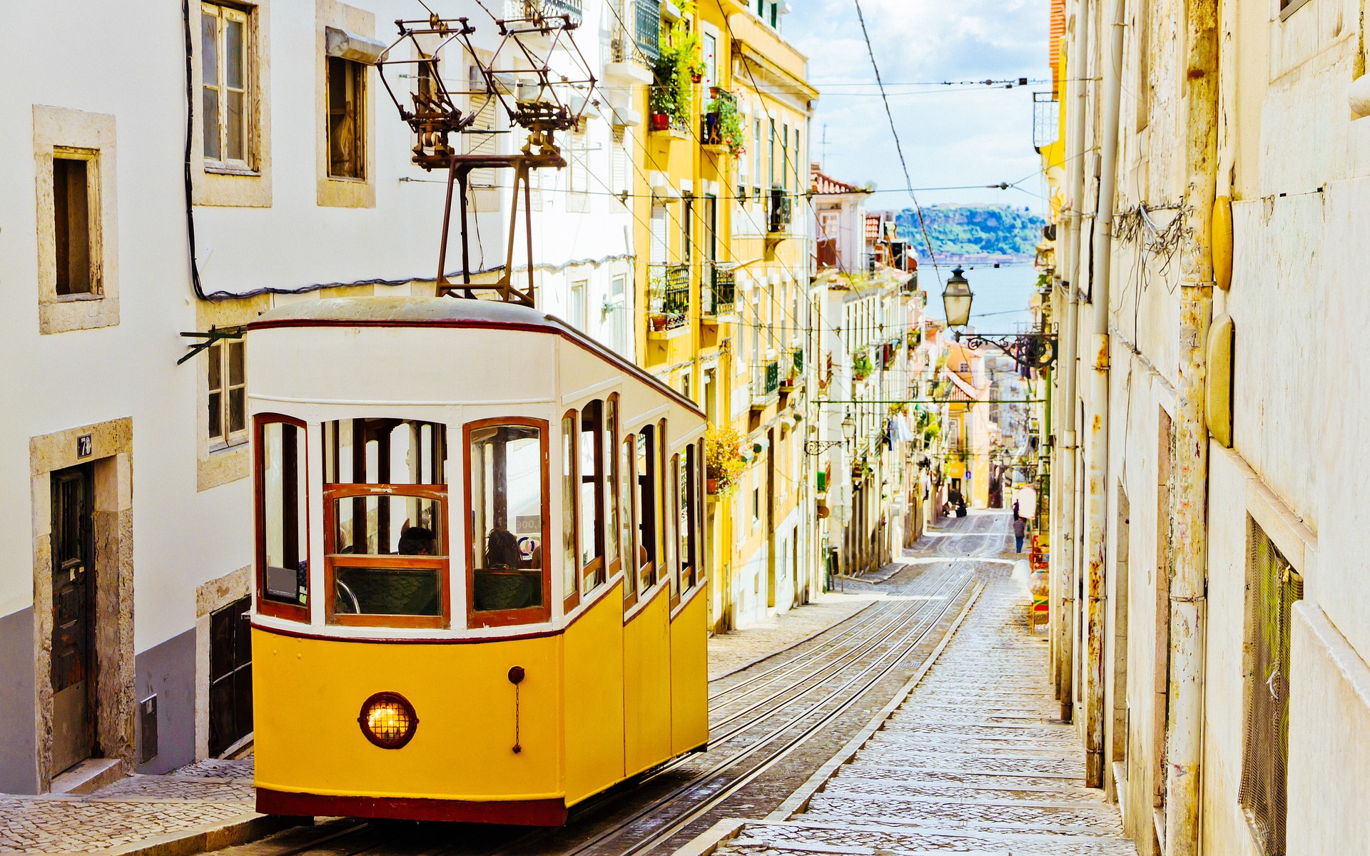 Lisbon yellow tram