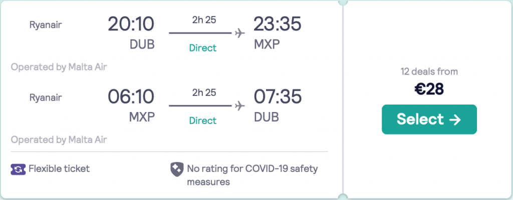 cheap flights to Milan