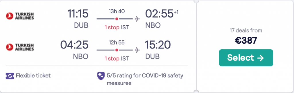 flights from Dublin to Kenia