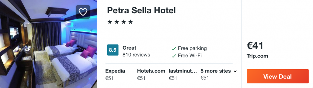 cheap hotel in Petra Jordan