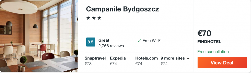 cheap hotel In Bydgoszcz