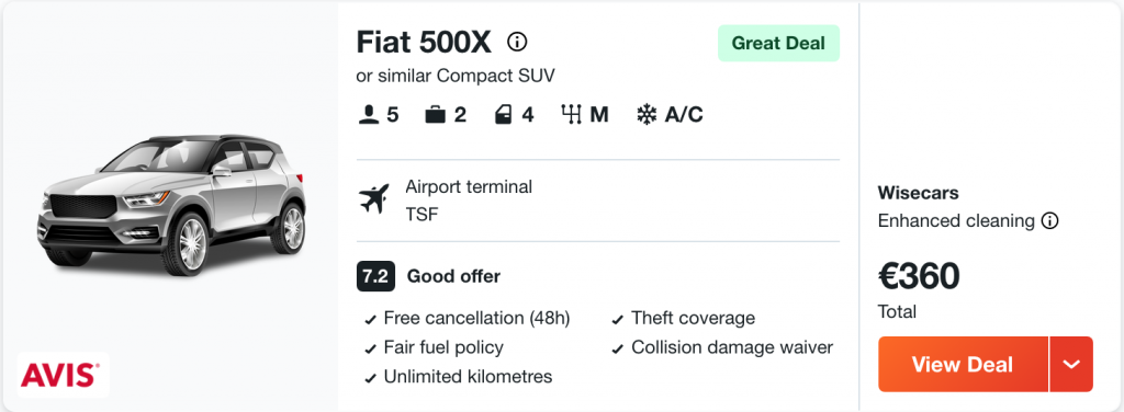 cheap car hire in Italy