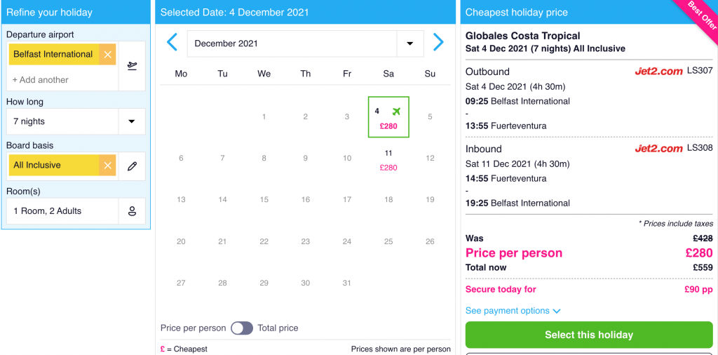 holiday package fuerteventura