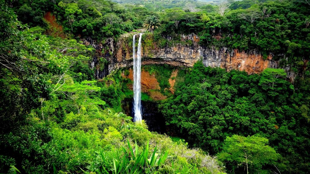 Mauritius tropical waterfall