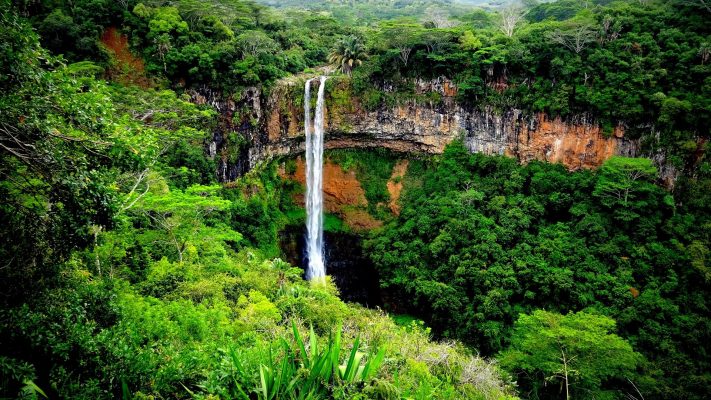 Mauritius tropical waterfall
