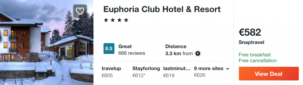 cheap hotel in Bulgarian ski resort Borovets