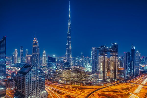 Dubai city line at night