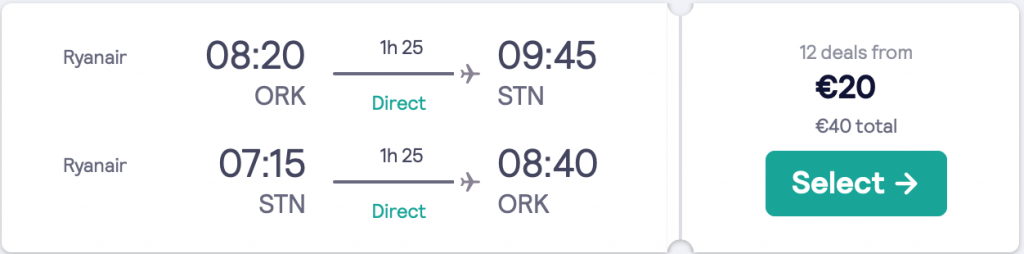 cheap flights from Cork