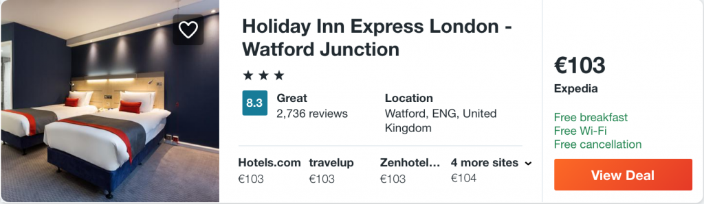 hotel near Warner Bros. Studios London