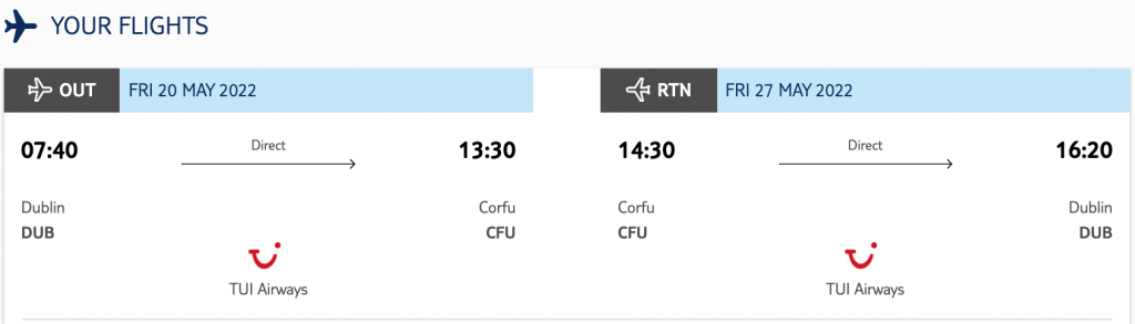 flights from Dublin to Corfu