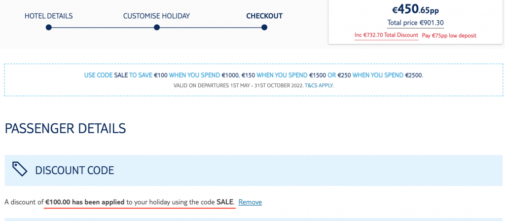 discounted holiday package
