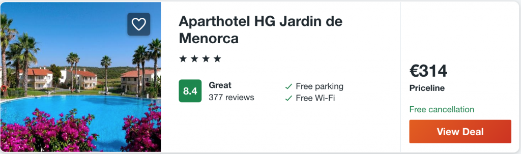 cheap accommodation in Menorca