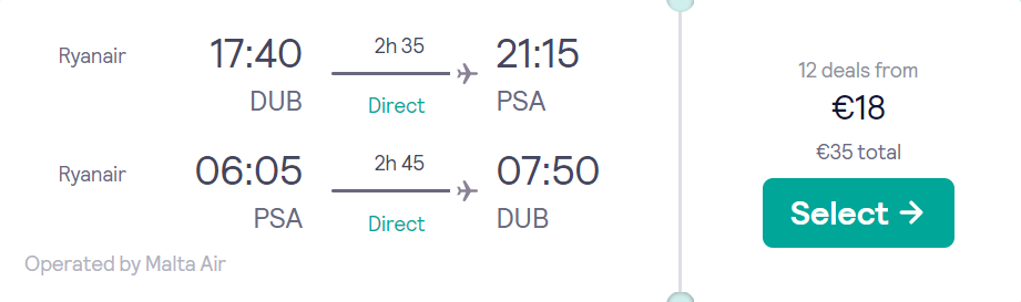 cheap flights to Pisa