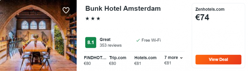 cheap hotel to Amsterdam