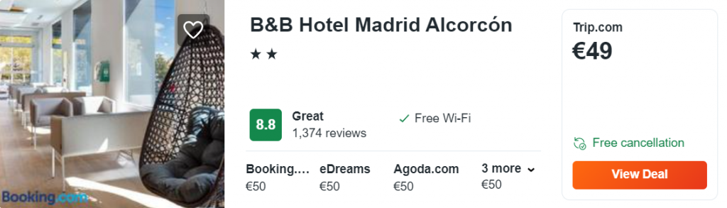 cheap hotel to Madrid