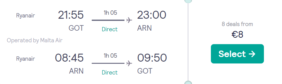 cheap flights to Sweden