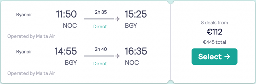 cheap flights to Bergamo