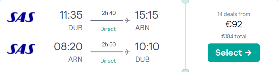 cheap flights to Sweden