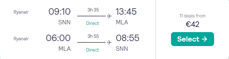 cheap flights to Malta