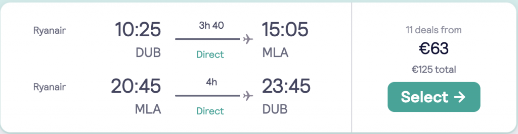 cheap flights to Malta