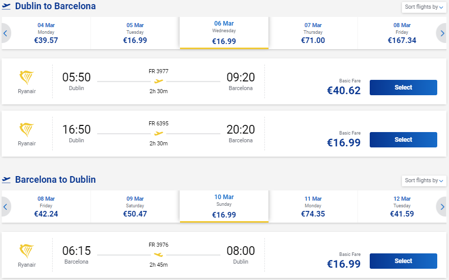 cheap flights to Spain