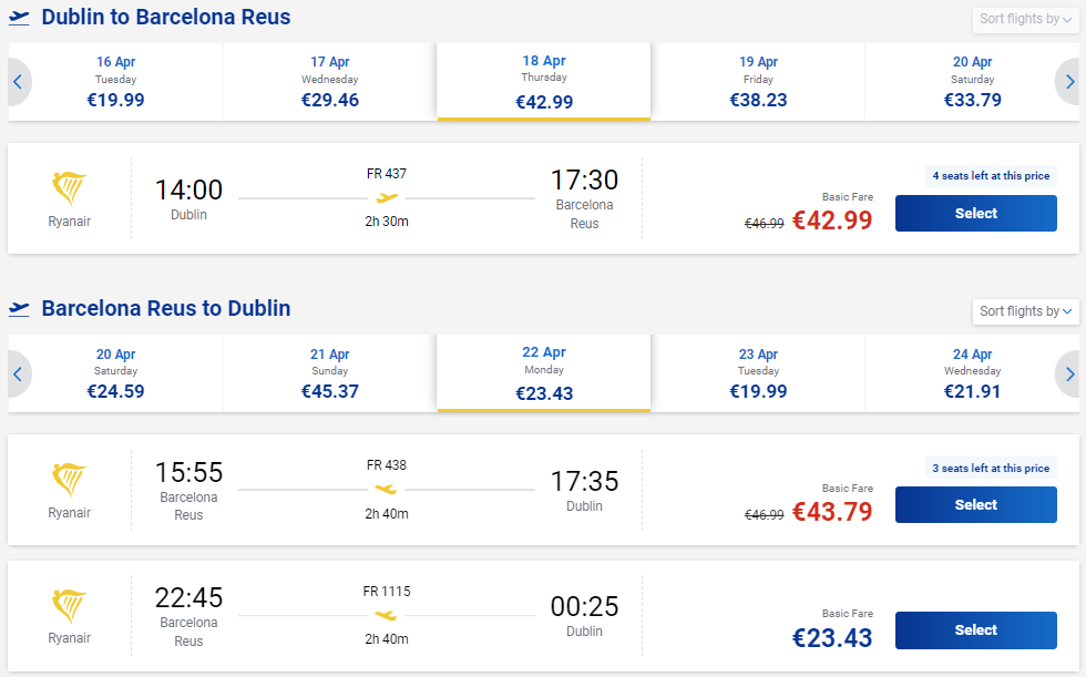 cheap flights to Spain