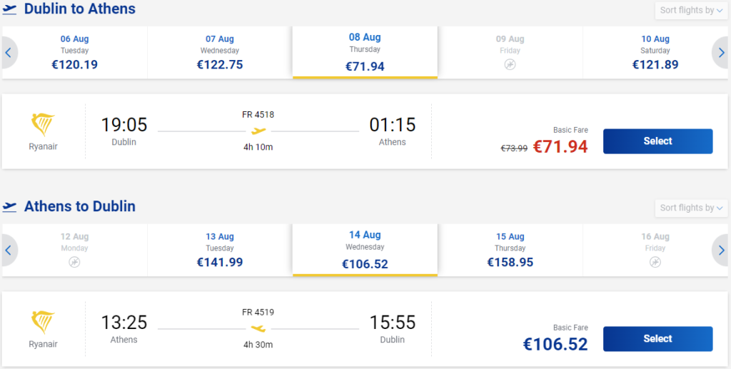 cheap flights to Greece
