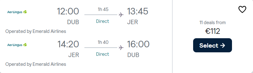 cheap flights to Jersey
