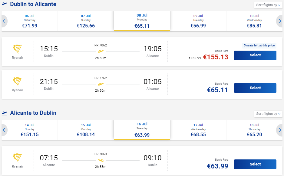 cheap flights to Spain