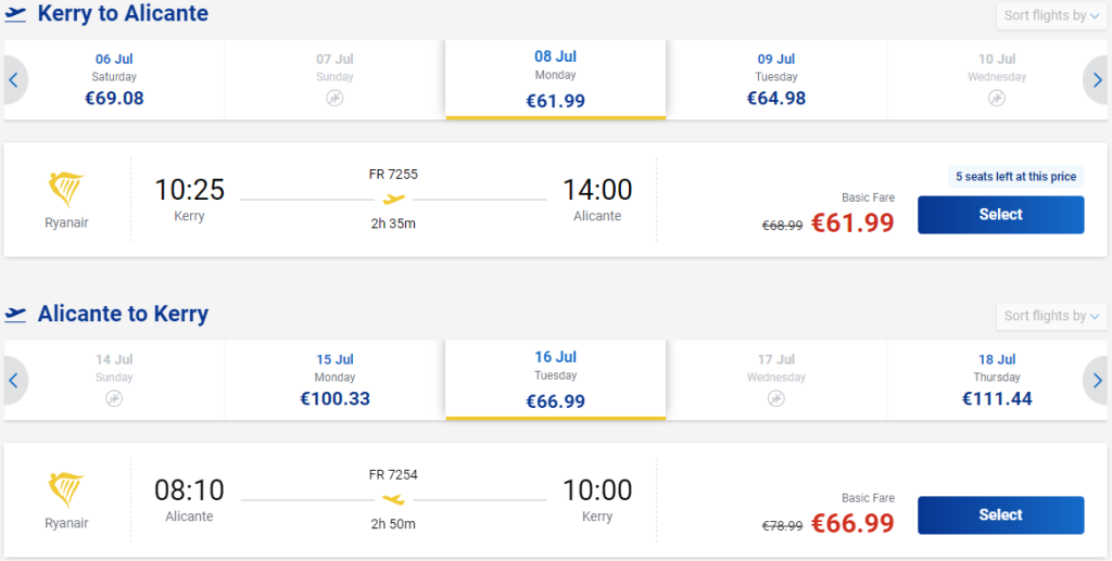 cheap flights to Spain