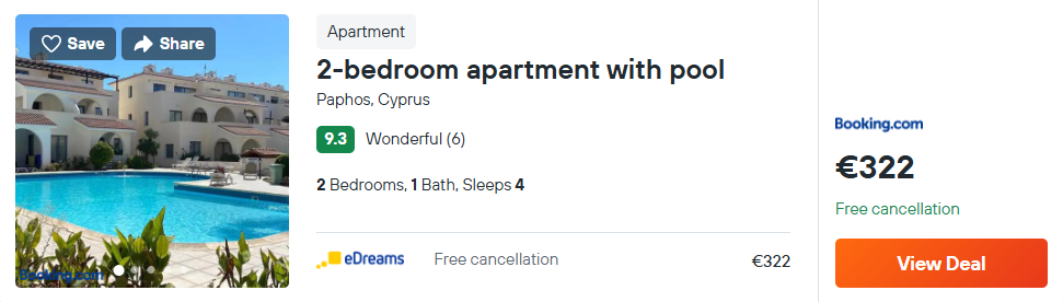 2-bedroom apartment with pool