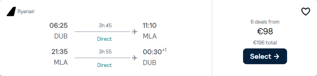 cheap flights to Malta