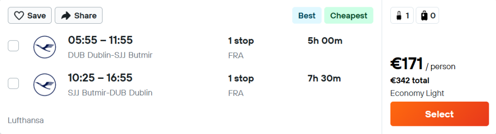 cheap flights to Bosnia